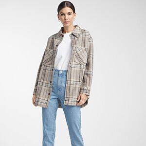 Simons Plaid Overshirt - Beige, grey and blue
